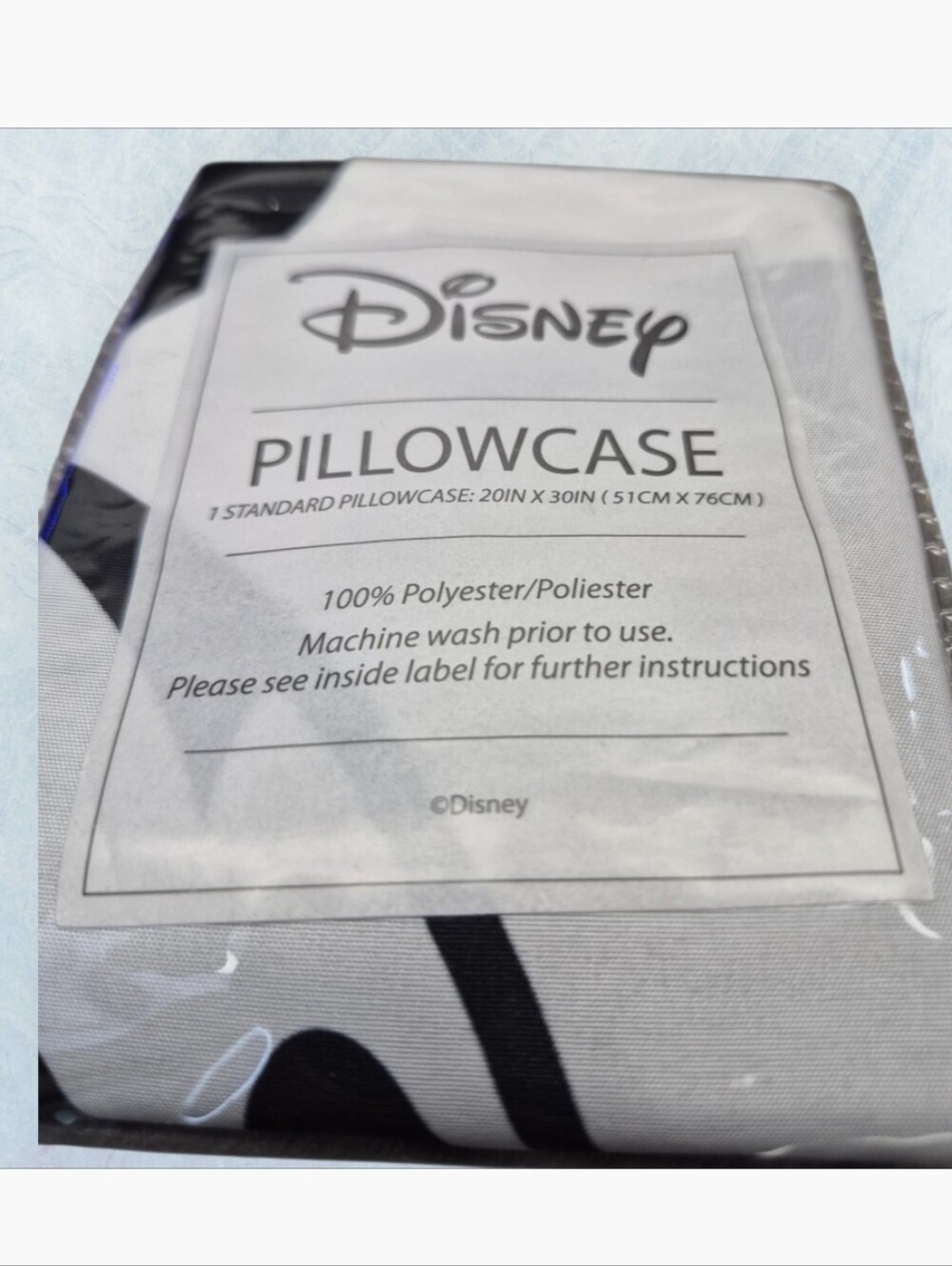 Disney Black and White Mickey Mouse Pillowcase- Polyester Standard